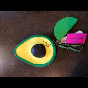 New with tags Betsey Johnson wholly guacamole wristlet.